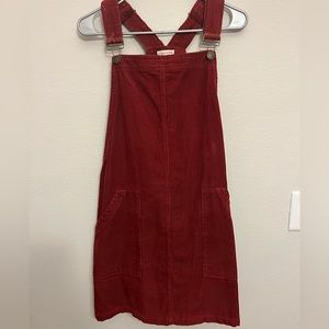 Burnt orange corduroy overall dress